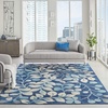 image:imageNourison Home Tranquil IvoryTurquoise 53 x 73 Area Rug  Easy Clean Non Shedding Bed Room Living Room Dining Room Kitchen 5 x 7Navy