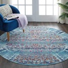image:imageNourison Home Vintage Kashan Ivory 6 x Round Area Rug  Easy Clean Non Shedding Bed Room Living Room Dining Room Kitchen 6 x RoundBlue