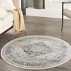 image:imageNourison Home Vintage Kashan Vintage Ivory Blue 4 x Round Area Rug Easy Clean Non Shedding Bed Room Living Room Dining Room Kitchen 4 RoundIvory Blue
