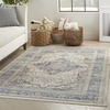 image:imageNourison Home Vintage Kashan Vintage Ivory Blue 4 x Round Area Rug Easy Clean Non Shedding Bed Room Living Room Dining Room Kitchen 4 RoundIvory Blue