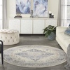 image:imageNourison Home Vintage Kashan Vintage Ivory Blue 4 x Round Area Rug Easy Clean Non Shedding Bed Room Living Room Dining Room Kitchen 4 RoundIvory Blue