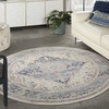 image:imageNourison Home Vintage Kashan Vintage Ivory Blue 4 x Round Area Rug Easy Clean Non Shedding Bed Room Living Room Dining Room Kitchen 4 RoundIvory Blue
