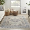 image:imageNourison Home Vintage Kashan Vintage Ivory Blue 4 x Round Area Rug Easy Clean Non Shedding Bed Room Living Room Dining Room Kitchen 4 RoundIvory Blue
