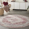 image:imageNourison Home Vintage Kashan Vintage Ivory Blue 4 x Round Area Rug Easy Clean Non Shedding Bed Room Living Room Dining Room Kitchen 4 RoundRedIvory