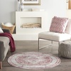 image:imageNourison Home Vintage Kashan Vintage Ivory Blue 4 x Round Area Rug Easy Clean Non Shedding Bed Room Living Room Dining Room Kitchen 4 RoundRedIvory