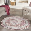 image:imageNourison Home Vintage Kashan Vintage Ivory Blue 4 x Round Area Rug Easy Clean Non Shedding Bed Room Living Room Dining Room Kitchen 4 RoundRedIvory