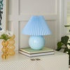 image:imageNourison Home 13 Blue Ceramic Round Lamp with Pleated Shade for Bedroom Living Room Console EntrywayLight Blue