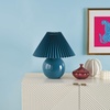 image:imageNourison Home 13 Blue Ceramic Round Lamp with Pleated Shade for Bedroom Living Room Console EntrywayTeal Blue