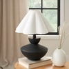 image:imageNourison Home 18 Black Wood Table Lamp with Fluted Shade for Bedroom Living Room Dining Entryway