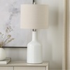 image:imageNourison Home 22 Terracotta Orange Ceramic Table Lamp with Oatmeal Linen Shade for Modern Farmhouse Bedside Lamp Living Room Lamp Small Accent Lamp for Dining RoomWhite