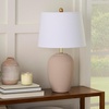 image:imageNourison Home 23 Black Vintage Distressed Ceramic Pot Table Lamp for Bedroom Living Room End Table with White Conical Empire ShadeBlush Pink