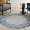 image:imageNourison Home Garden Party IndoorOutdoor Ivory Blue 53 x round Area Rug Easy Cleaning Non Shedding Bed Room Living Room Dining Room Deck Backyard Patio 5 RoundIvory Blue