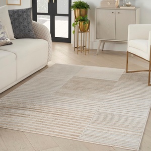image:imageInspire Me Home Dcor Brushstrokes Striped Beige Silver 9 x 12 AreaRug EasyCleaning Non Shedding Bed Room Living Room Dining Room Kitchen 9x12Beige Silver