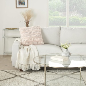 image:imageMina Victory Faux Fur Indoor Navy 20 x 20 Throw PillowBlush