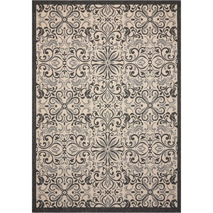 image:imageNourison Caribbean Transitional IvoryCharcoal 23 x 76 Area Rug Easy Cleaning Non Shedding Bed Room Living Room Dining Room Kitchen 2x7IvoryCharcoal