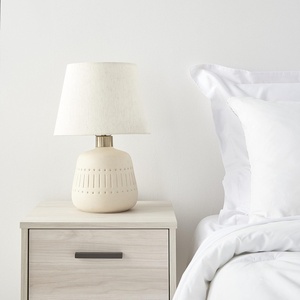 image:imageNourison Home 16 Cream Natural Textured Ceramic Accent Table Lamp Farmhouse Boho for Bedroom Living Room End Table Coffee Table Lamp