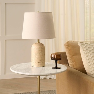 image:imageNourison Home 18 Natural Travertine amp Brass Accent Table Lamp for Bedroom Living Room Dining Entryway Home Office