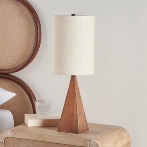 image:imageNourison Home 21 Copper Finish Wood Triangle Table Lamp for Bedroom Living Room Dining Office Entryway