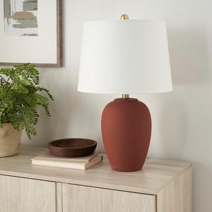 image:imageNourison Home 23 Black Vintage Distressed Ceramic Pot Table Lamp for Bedroom Living Room End Table with White Conical Empire ShadeTerracotta