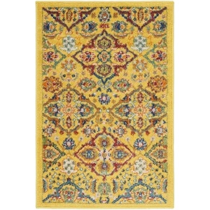 image:imageNourison Home Allur Sage Ivory 53 x 73 Area Rug  Easy Clean Non Shedding Bed Room Living Room Dining Room Kitchen 5 x 7Yellow Multicolor