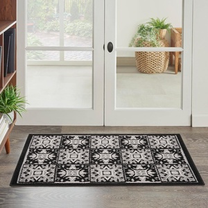image:imageNourison Home Aloha Blue 9 x 12 Area Rug  Easy Clean Non Shedding Bed Room Living Room Dining Room Kitchen 9 x 12Black White
