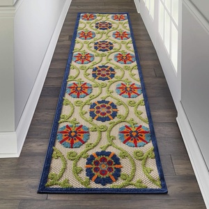 image:imageNourison Home Aloha Blue Multicolor 4 x Round Area Rug  Easy Clean Non Shedding Bed Room Living Room Dining Room Kitchen 4 x RoundBlueMulticolor
