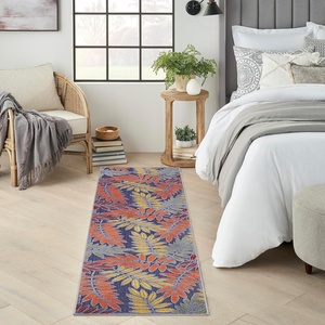 image:imageNourison Home Aloha Ivory Navy 710 x 106 Area Rug  Easy Clean Non Shedding Bed Room Living Room Dining Room Kitchen 8 x 11Navy Multicolor