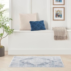 image:imageNourison Home Astra Machine Washable Rust Multicolor 33 x 5 Area Rug  Easy Clean Non Shedding Bed Room Living Room Dining Room Kitchen 3 x 5Blue Ivory