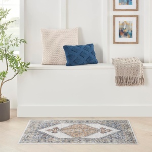 image:imageNourison Home Astra Machine Washable Rust Multicolor 33 x 5 Area Rug  Easy Clean Non Shedding Bed Room Living Room Dining Room Kitchen 3 x 5Grey Gold