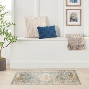 image:imageNourison Home Astra Machine Washable Rust Multicolor 33 x 5 Area Rug  Easy Clean Non Shedding Bed Room Living Room Dining Room Kitchen 3 x 5Silver Blue