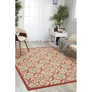 image:imageNourison Home Caribbean Navy 4 x Round Area Rug Geometric Floral Bed Room Living Room Dining Room Kitchen Easy Cleaning Non Shedding 4 RoundIvory Rust