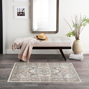 image:imageNourison Home Concerto Ivory Taupe 710 x 910 Area Rug  Easy Clean Non Shedding Bed Room Living Room Dining Room Kitchen 8 x 10Ivory Grey Taupe