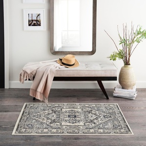 image:imageNourison Home Concerto Ivory Taupe 710 x 910 Area Rug  Easy Clean Non Shedding Bed Room Living Room Dining Room Kitchen 8 x 10Ivory Navy