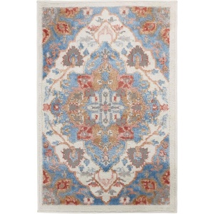 image:imageNourison Home Elation Ivory Grey 23 x 76 Area Rug  Easy Clean Non Shedding Bed Room Living Room Dining Room Kitchen 8 RunnerIvory Blue