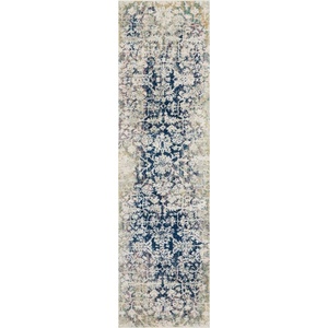 image:imageNourison Home Fusion Traditional CreamBlue 22 x 76 Area Rug Easy Clean Non Shedding Bed Room Living Room Dining Room Kitchen 2x7