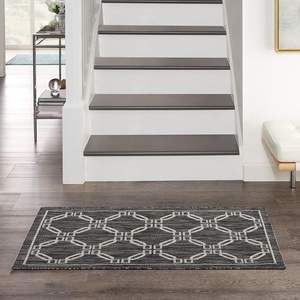 image:imageNourison Home Garden Party Ivory Blue 710 x Round Area Rug Traditional Trellis Bed Room Living Room Dining Room Kitchen Easy Clean Non Shedding 8 RoundCharcoal