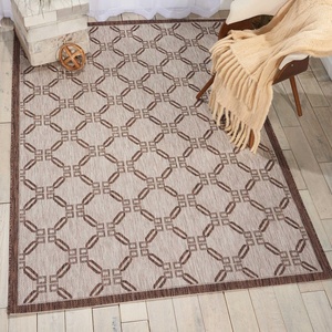 image:imageNourison Home Garden Party Ivory Blue 710 x Round Area Rug Traditional Trellis Bed Room Living Room Dining Room Kitchen Easy Clean Non Shedding 8 RoundNatural