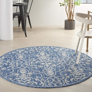 image:imageNourison Home Garden Party IvoryCharcoal 53 x Round Area Rug  Easy Clean Non Shedding Bed Room Living Room Dining Room Kitchen 5 x RoundDenim