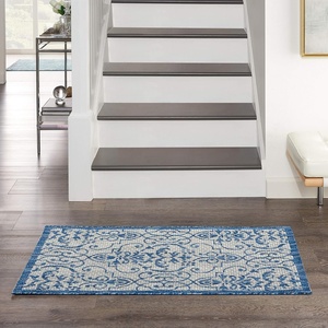 image:imageNourison Home Garden Party IvoryCharcoal 53 x Round Area Rug  Easy Clean Non Shedding Bed Room Living Room Dining Room Kitchen 5 x RoundIvoryBlue
