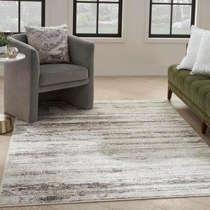 image:imageNourison Home Glam Cream Grey 710 x 910 Area Rug  Easy Clean Non Shedding Bed Room Living Room Dining Room Kitchen 8 x 10Cream Grey
