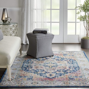 image:imageNourison Home Global Vintage Traditional BlueMulticolor 53 x 76 Area Rug Easy Clean Non Shedding Bed Room Living Room Dining Room Kitchen 5x8
