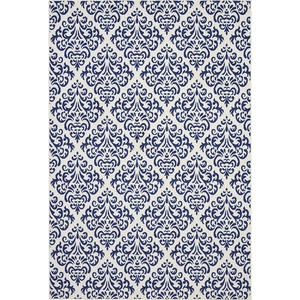 image:imageNourison Home Grafix Damask WhiteBlue 6 x 9 Area Rug Easy Cleaning Non Shedding Bed Room Living Room Dining Room Kitchen 6x9