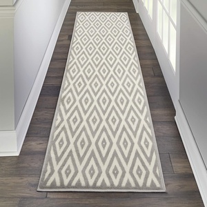 image:imageNourison Home Grafix White Blue 53 x Round Area Rug  Easy Clean Non Shedding Bed Room Living Room Dining Room Kitchen 5 x RoundWhiteGrey