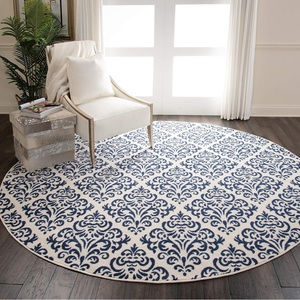 image:imageNourison Home Grafix White Blue 8 x Round Area Rug  Easy Clean Non Shedding Bed Room Living Room Dining Room Kitchen 8 x Round
