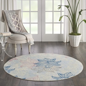 image:imageNourison Home Jubilant Ivory Multicolor 53 x Round Area Rug  Easy Clean Non Shedding Bed Room Living Room Dining Room Kitchen 5 x RoundIvoryMulticolor