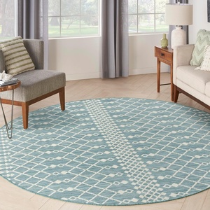 image:imageNourison Home Positano Aqua 6 x Round Area Rug  Easy Clean Non Shedding Bed Room Living Room Dining Room Kitchen 6 x Round