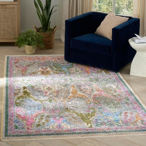 image:imageNourison Home Quaint Harmony Pink Multicolor 710 x 910 Area Rug  Easy Clean Non Shedding Bed Room Living Room Dining Room Kitchen 8 x 10Pink Multicolor