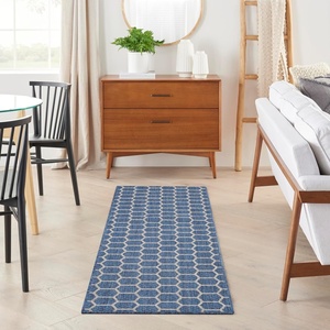 image:imageNourison Home Reversible Indoor Outdoor Navy 8 x Round Area Rug  Easy Clean Non Shedding Bed Room Living Room Dining Room Kitchen 8 x RoundBlue