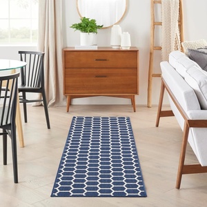 image:imageNourison Home Reversible Indoor Outdoor Navy 8 x Round Area Rug  Easy Clean Non Shedding Bed Room Living Room Dining Room Kitchen 8 x RoundNavy