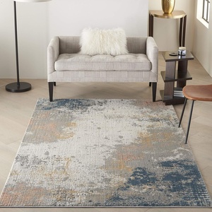 image:imageNourison Home Rustic Textures Vintage GreyBlue 53 x round Area Rug Easy Cleaning Non Shedding Bed Room Living Room Dining Room Kitchen 5 RoundGreyBlue